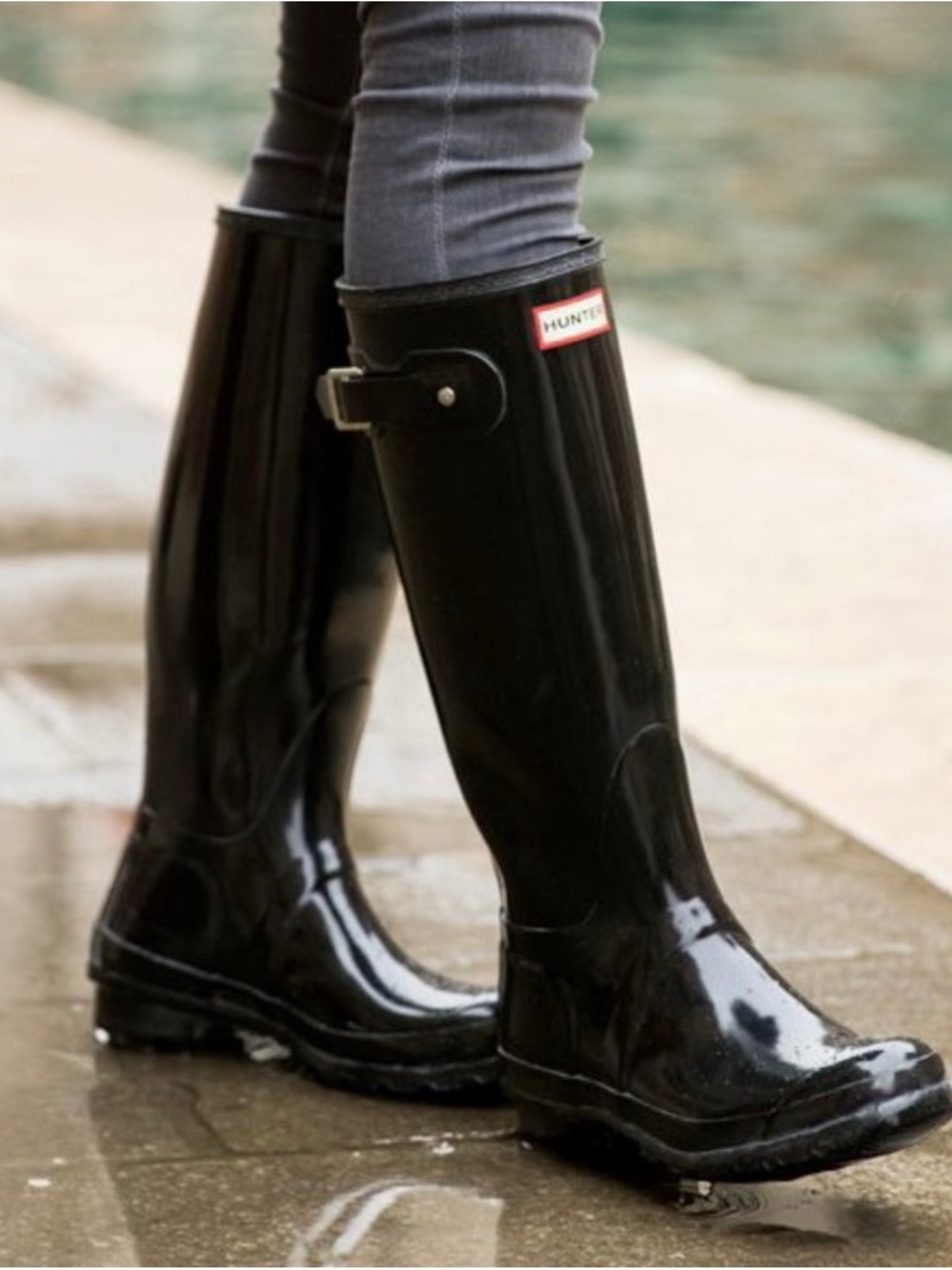 Hunter Black Gloss Tall Women's Rain Boots
